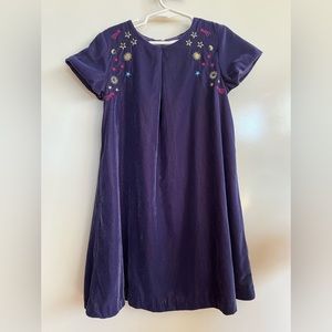 Mini Boden celestial embroidery velvet dress